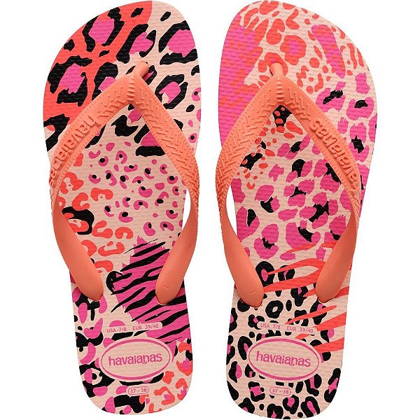 Chinelo Havaianas Feminino TOP Animals 39/40 Rosa Ballet