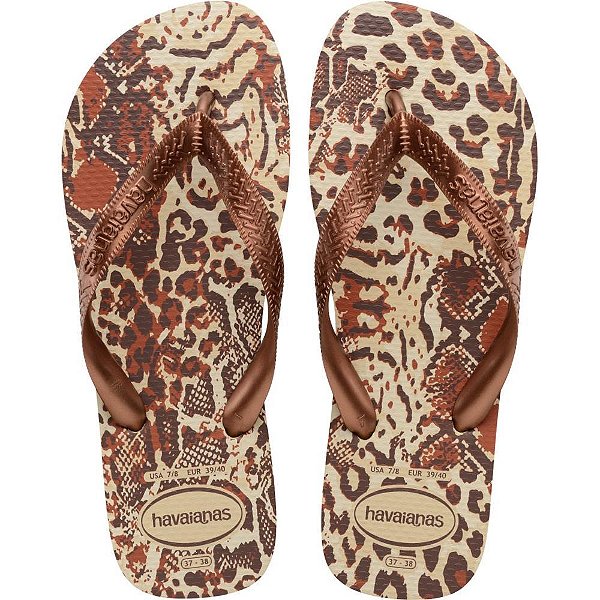 Chinelo Havaianas Feminino TOP Animals 39/40 Areia