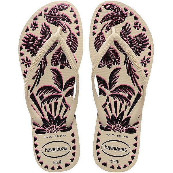 Chinelo Havaianas Feminino SLIM Tucano 35/36 Bege Palha