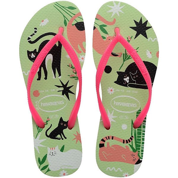Chinelo Havaianas Feminino SLIM PETS 33/34 Citronela