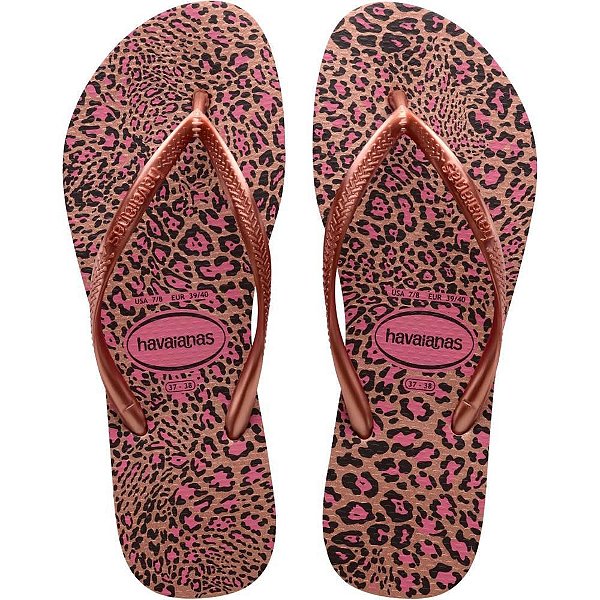 Chinelo Havaianas Feminino SLIM Animals 35/6 Rosa Crocus
