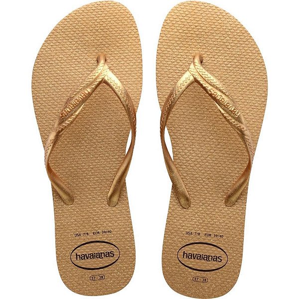 Chinelo Havaianas Feminino Fantasia GLOSS 37/38  Dourado