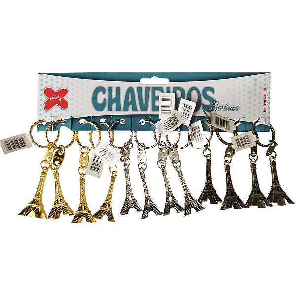 Chaveiro Torre Eiffel 4,5CM Bloco com 12 Peças
