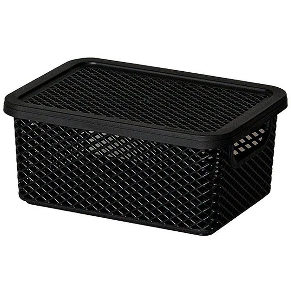 Cesta Organizadora Linea 18X13X8CM Preta com Tampa