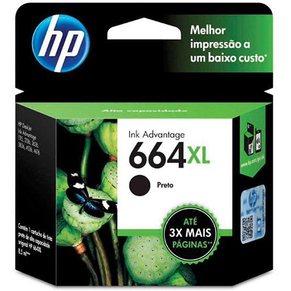 Cartucho Original HP 664XL Preto INK Advantage
