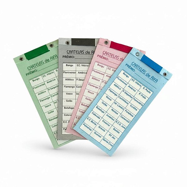 Cartela de Rifa com 30 Times - Pacote com 50 Cartelas