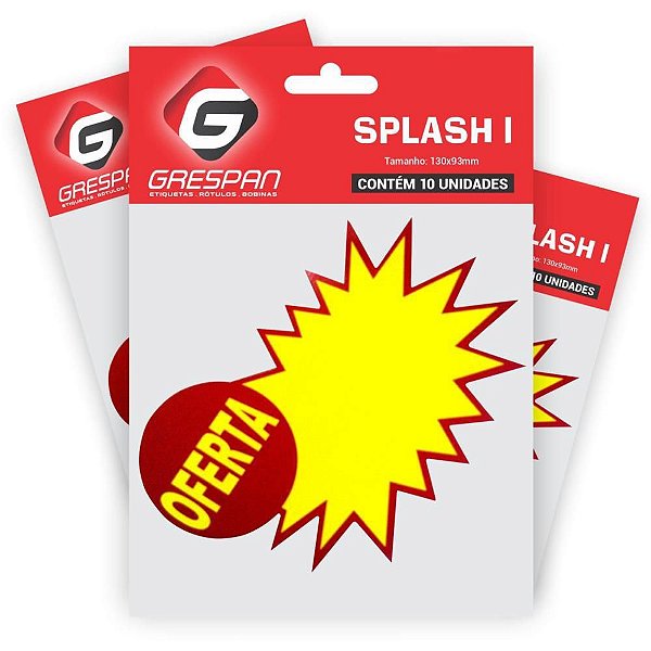 Cartaz para Marcação SPLASH Oferta Pequeno 130X93MM Amarelo - Pacote com 10