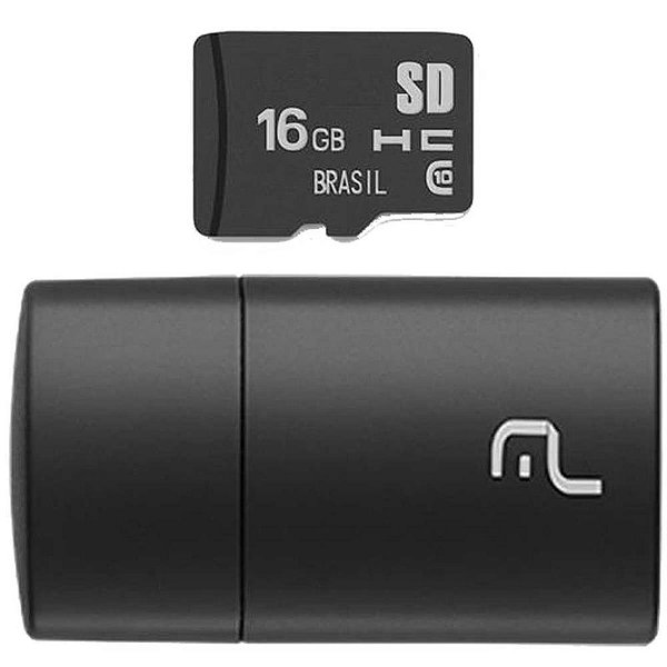 Kit 2 em 1 Cartão de Memória Micro SD 16GB Classe 10 com Leitor USB