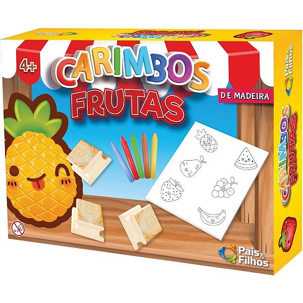 Carimbo Pedagógico Frutas em Madeira 6 PÇS