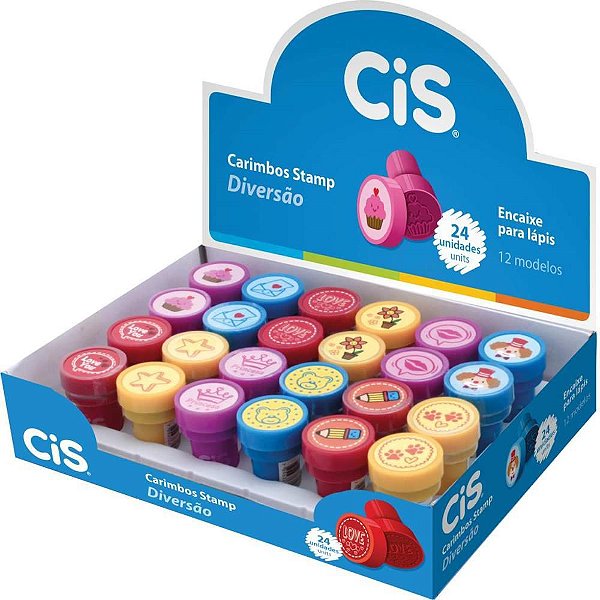 Carimbo Pedagógico CIS STAMP Linha Diversão - Display com 24 Unidades