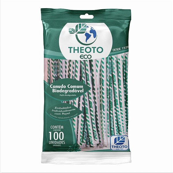Canudo Biodegradável 5X21CM Embalado Individualmente - Pacote com 100