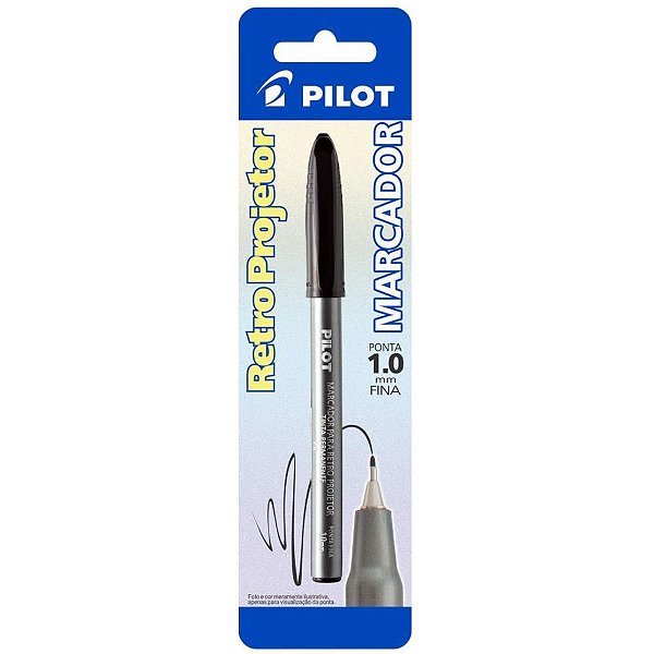 Caneta Retroprojetor Marcador Preto 1.0MM Caixa com 12