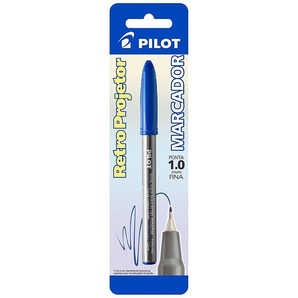 Caneta Retroprojetor Marcador Azul 10MM Caixa com 12