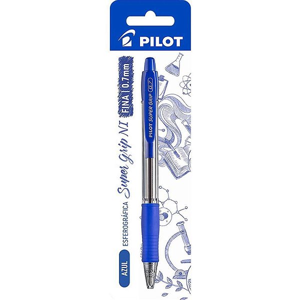 Caneta Retrátil BPGP-SUPER GRIP-10R 0.7MM Azul