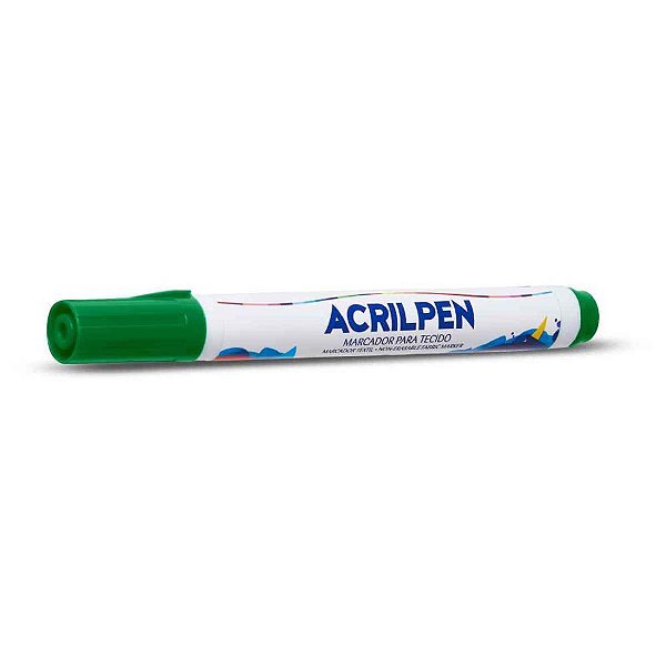 Caneta para Tecido Verde Musgo Acrilpen Caixa com 12