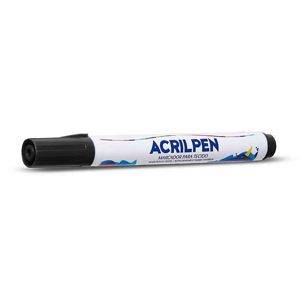 Caneta para Tecido Preto Acrilpen Caixa com 12