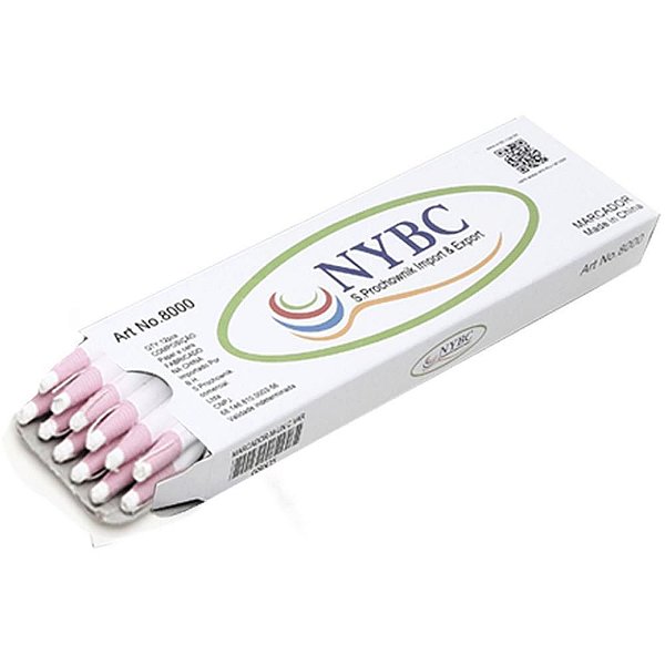 Caneta para Tecido Lápis Marcador Branco - Caixa com 12 Unidades