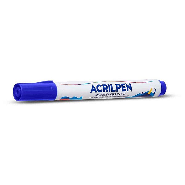 Caneta para Tecido Azul Turquesa Acrilpen - Caixa com 12