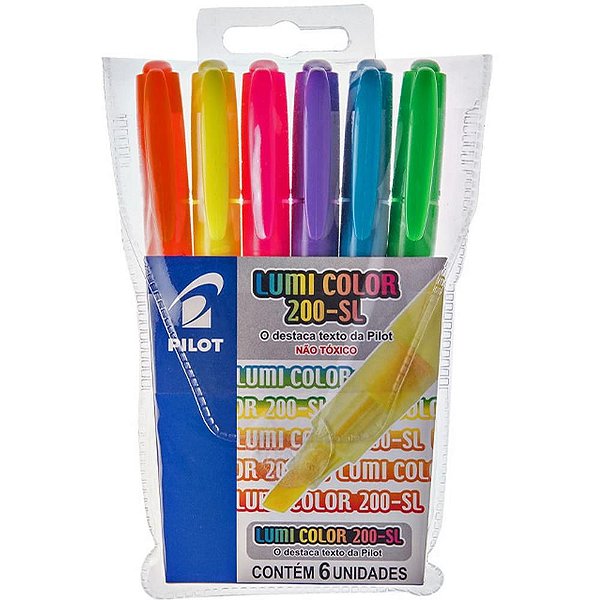 Caneta Marca Texto Lumicolor 200-SL 06 Cores - Bloco com 6 Unidades