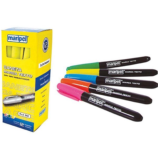 Caneta Marca Texto DRY Pen Laranja - Caixa com 12 Unidades