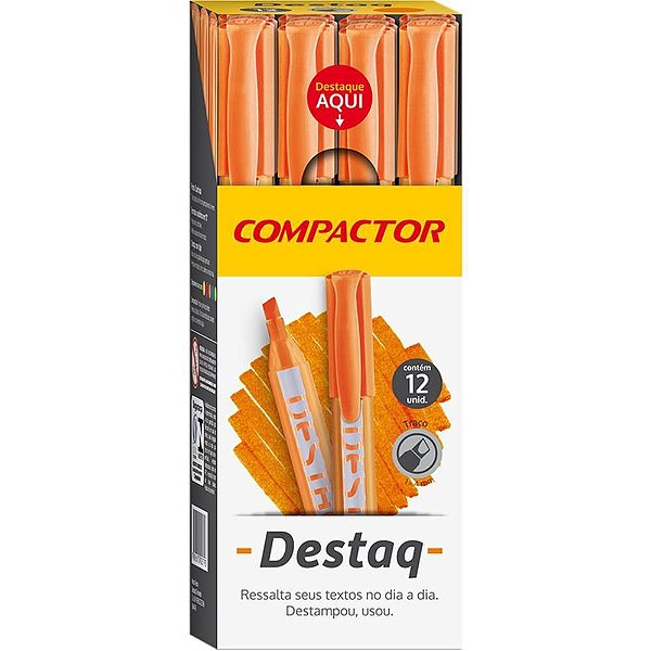 Caneta Marca Texto Destaq Fluorescente Laranja - Caixa com 12