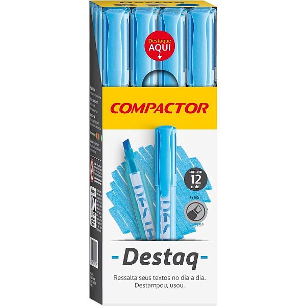 Caneta Marca Texto Destaq Fluorescente Azul - Caixa com 12