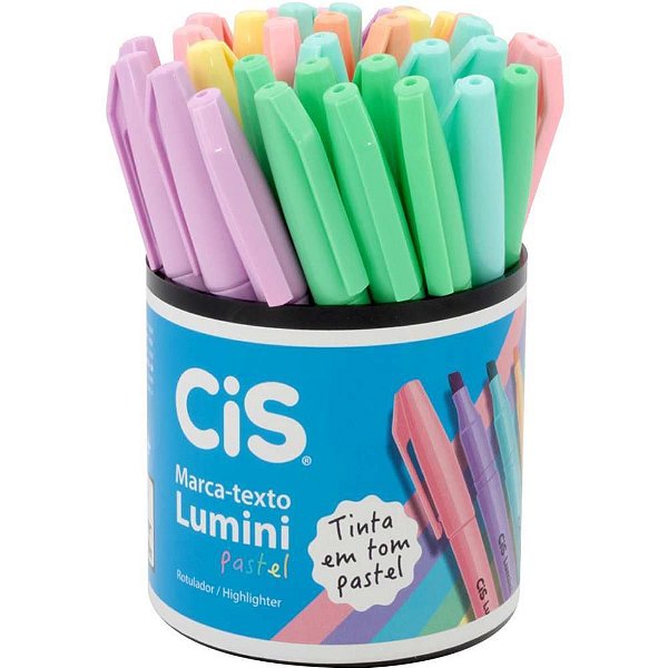 Caneta Marca Texto CIS Lumini TONS Pastel - Pote com 36 Unidades