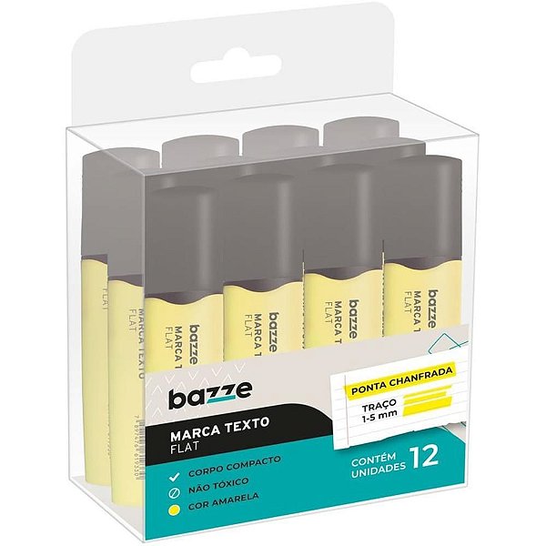 Caneta Marca Texto Bazze FLAT Amarelo BLCOM 12