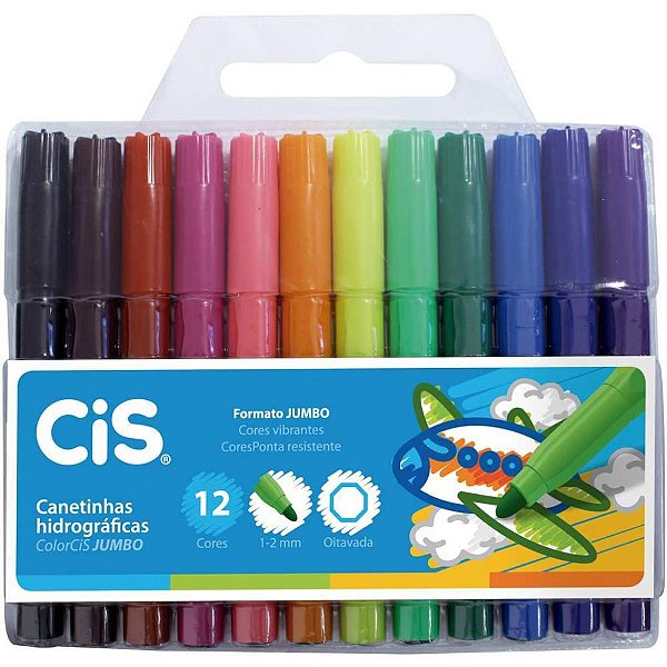 Caneta Hidrográfica Jumbo 12 Cores