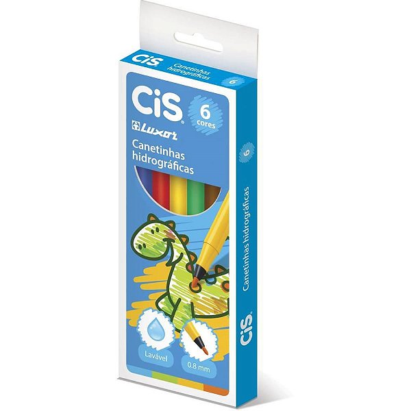 Caneta Hidrográfica CIS Luxor 06 Cores PCT com 12