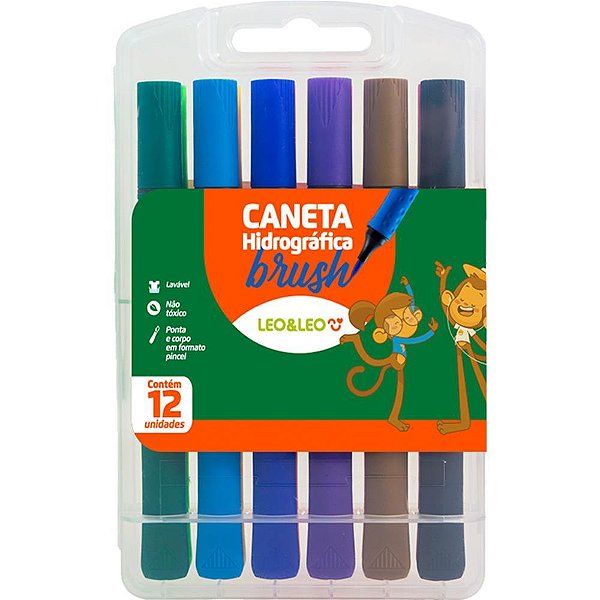 Caneta Hidrográfica BRUSH 12 Cores - Caixa com 6