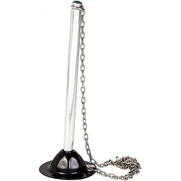 Caneta Fixa Chapéu Craquelado Preto com Suporte e Corrente de 50CM