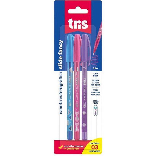 Caneta Esferográfica TRIS Slide FANCY 10MM 3CORES BLCOM 03