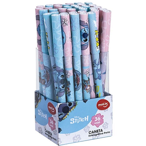 Caneta Esferográfica STITCH Tinta Preta 1.0MM Display com 36 Unidades