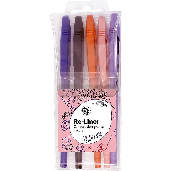 Caneta Esferográfica Stabilo RE-LINER 07MM 5CORES