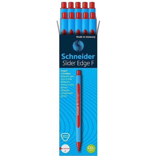 Caneta Esferográfica Slider EDGE XB Schneider Vermelha - Caixa com 10