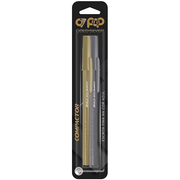 Caneta Esferográfica POP 0.7 GOLD/SILVER Azul - Caixa com 10 Unidades