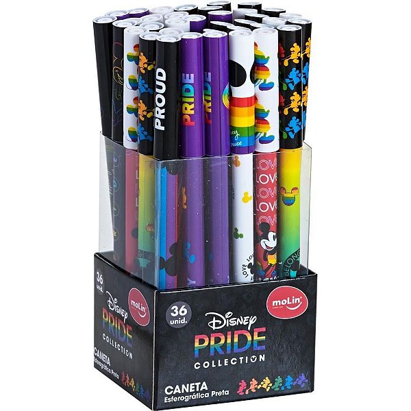 Caneta Esferográfica Mickey Rainbow Tinta Preta Pote 36