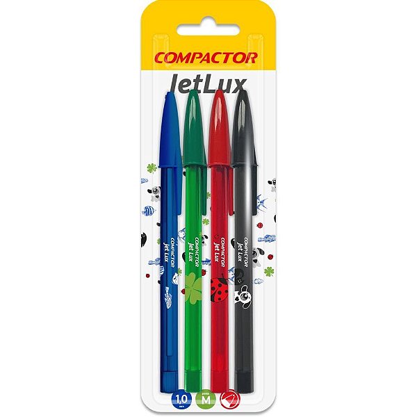 Caneta Esferográfica JET LUX II 4 Cores - Escrita Média 1.0MM
