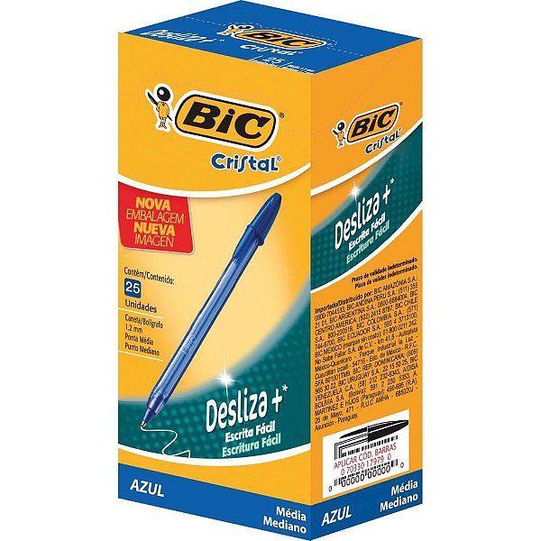 Caneta Esferográfica Cristal SOFT Azul - Caixa com 25 Unidades