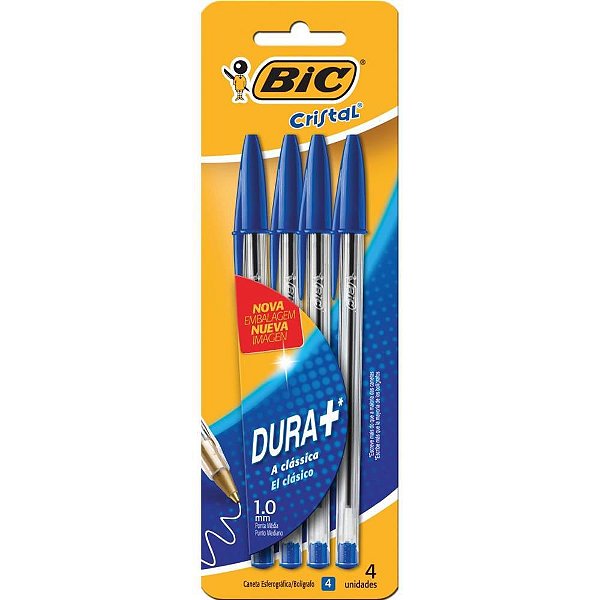 Caneta Esferográfica BIC Cristal Dura+ Azul