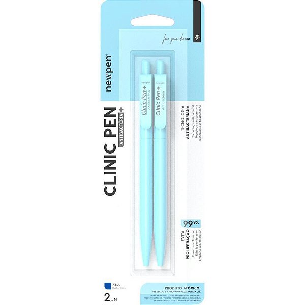 Caneta Esferográfica Clinic Pen Azul ANTI Bacteria BLCOM 02
