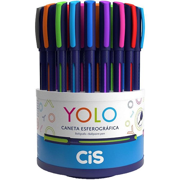 Caneta Esferográfica CIS Yolo 0.7MM 10 Cores - Pacote com 50