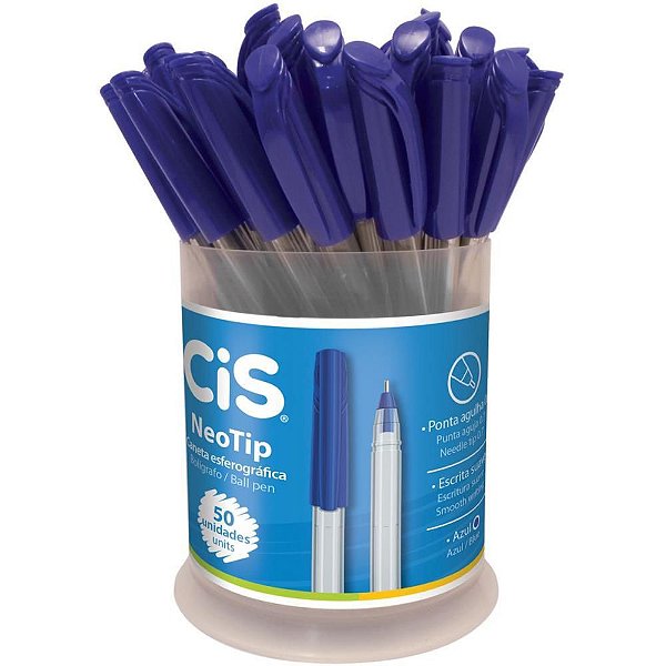 Caneta Esferográfica CIS Neotip Azul 0.7MM Pote com 50