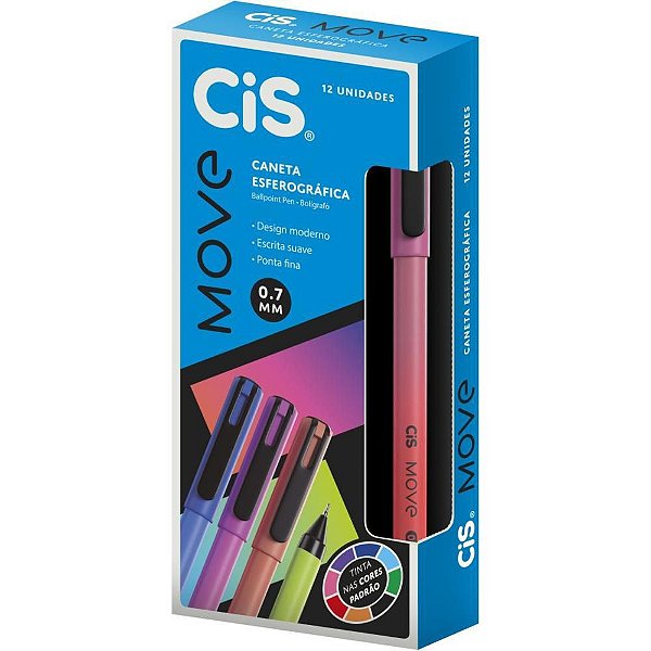 Caneta Esferográfica CIS Move 07MM VM CX com 12