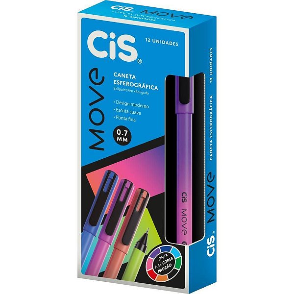 Caneta Esferográfica CIS Move 07MM RX CX com 12