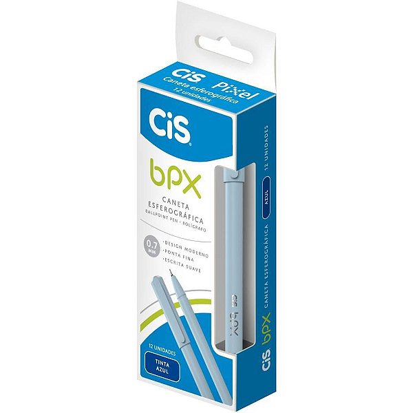 Caneta Esferográfica CIS BPX 07MM Azul CX com 12