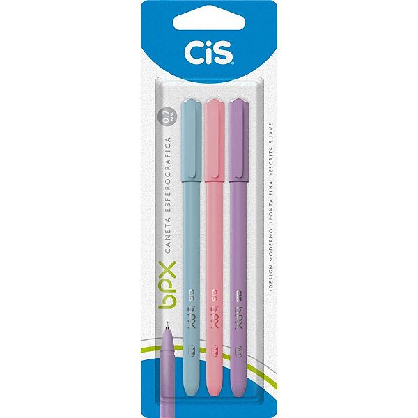 Caneta Esferográfica CIS BPX 0,7MM Blister com 3 Cores