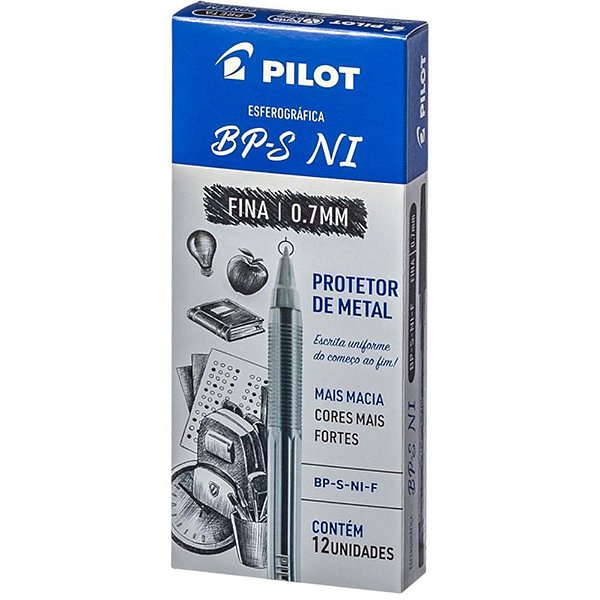 Caneta Esferográfica BP-S 0.7MM Preta com GRIP - Caixa com 12