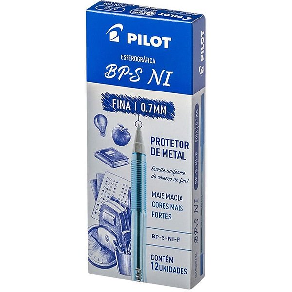 Caneta Esferográfica BP-S 0.7MM Azul - Caixa com 12 Unidades